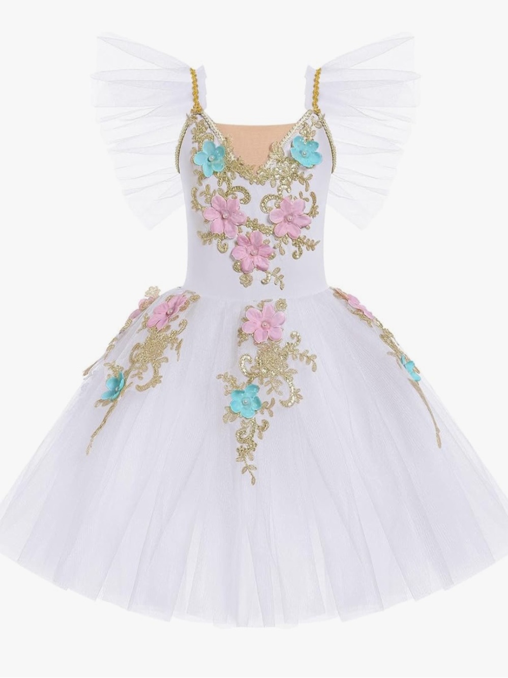 Ballerina Floral Tulle Leotard Costume Dress